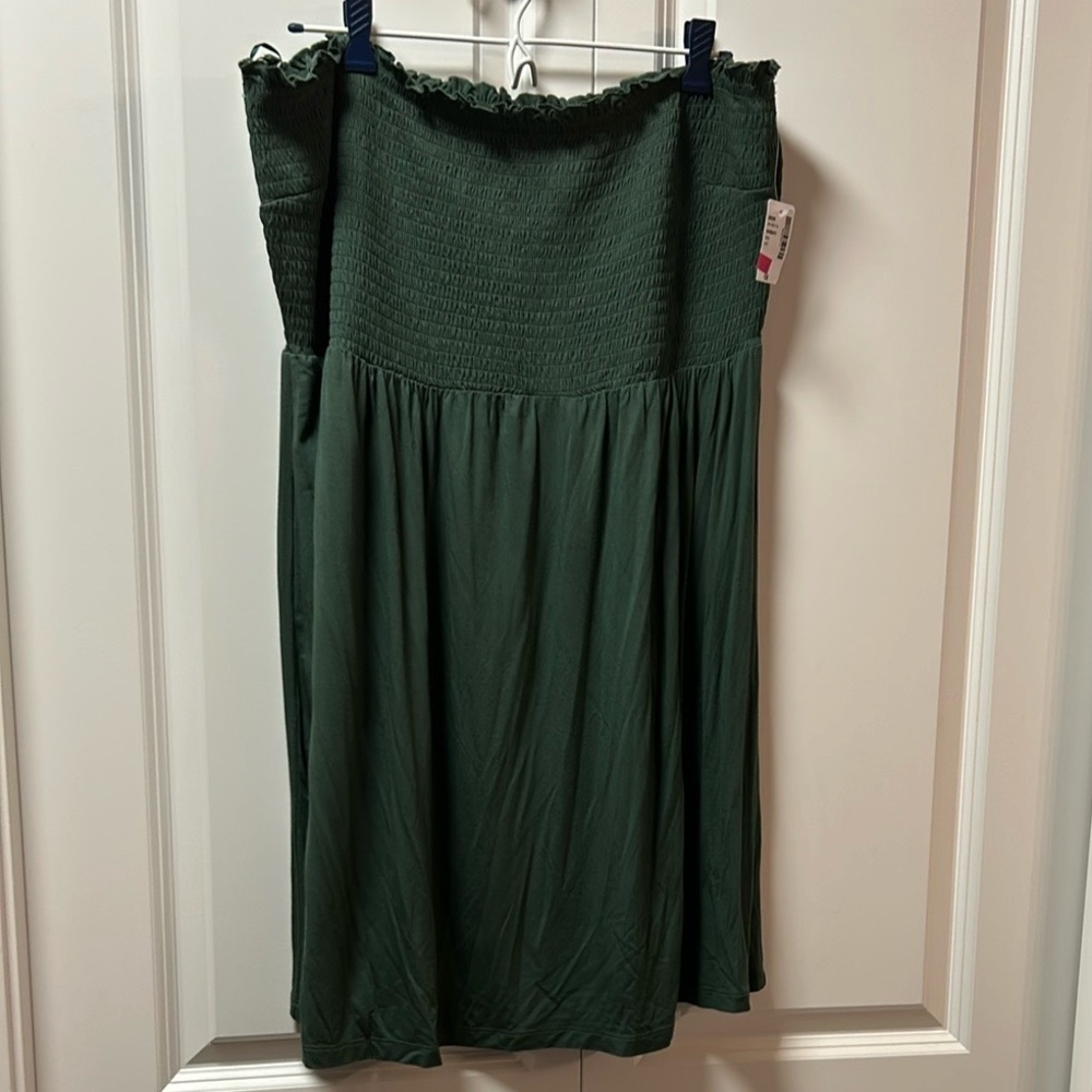Green Smocked A-Line Mini Coverup
